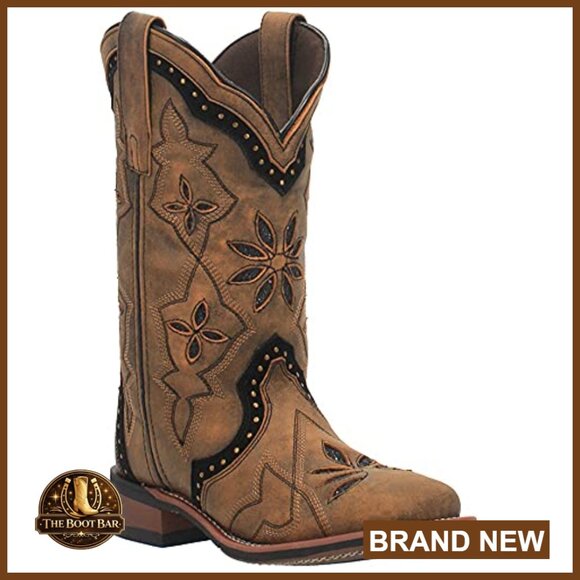 Western Boots Leather Square Toe Mid-Calf Block Heel Casual Wear - Picture 2 of 5